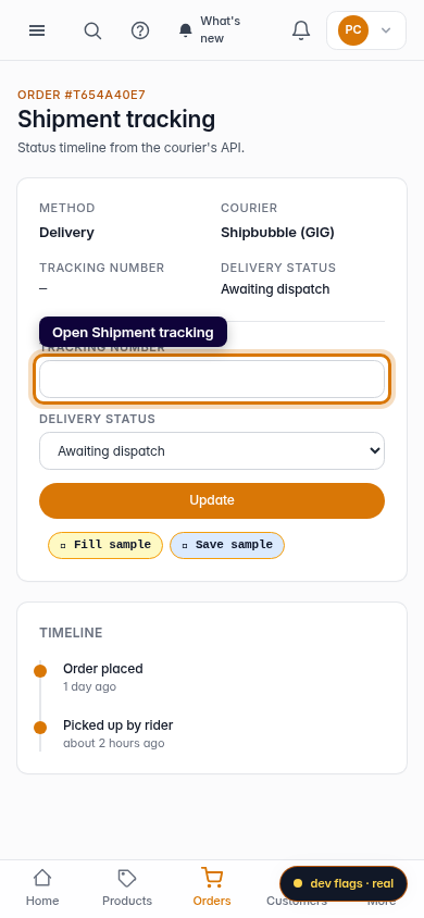 Track a shipment: step 2 (mobile)