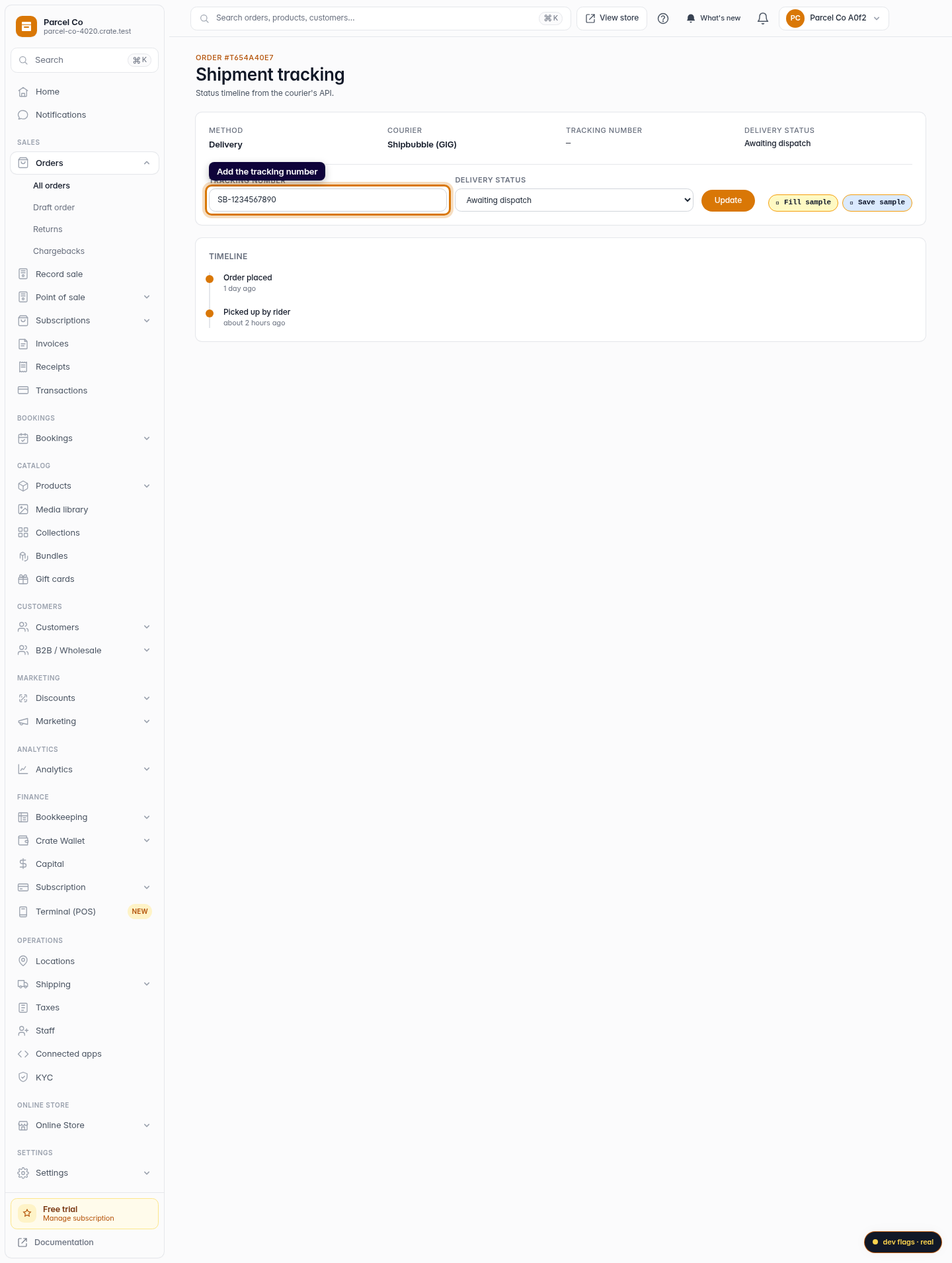 Track a shipment: step 3 (web)
