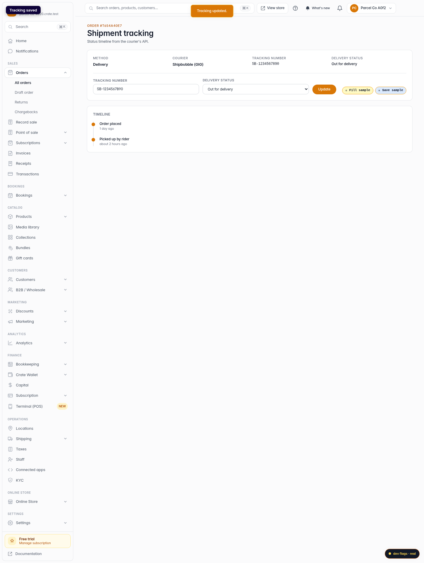Track a shipment: step 5 (web)