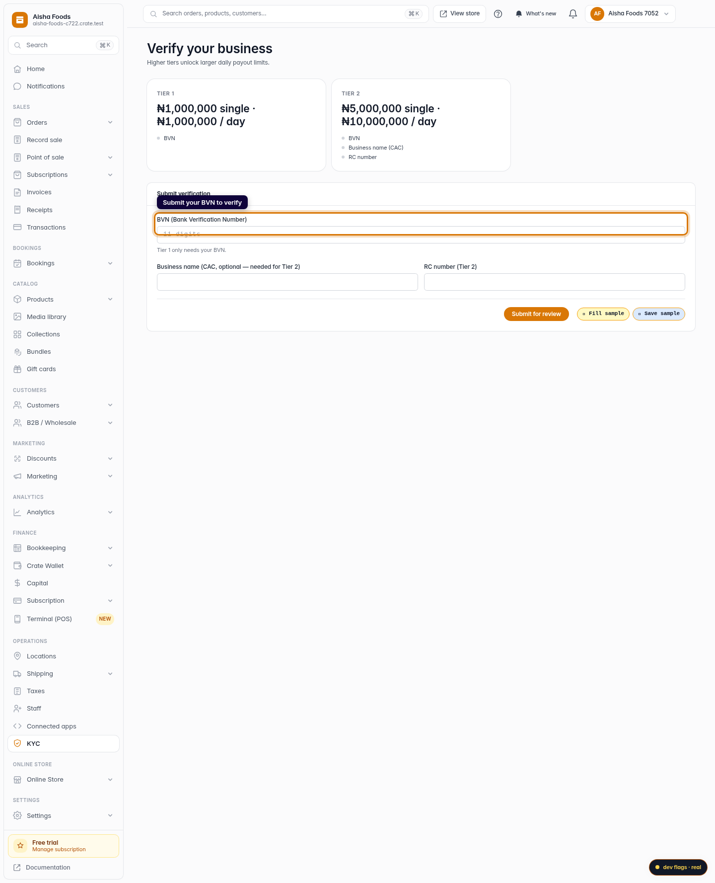 KYC tiers and wallet withdrawal limits: step 3 (web)
