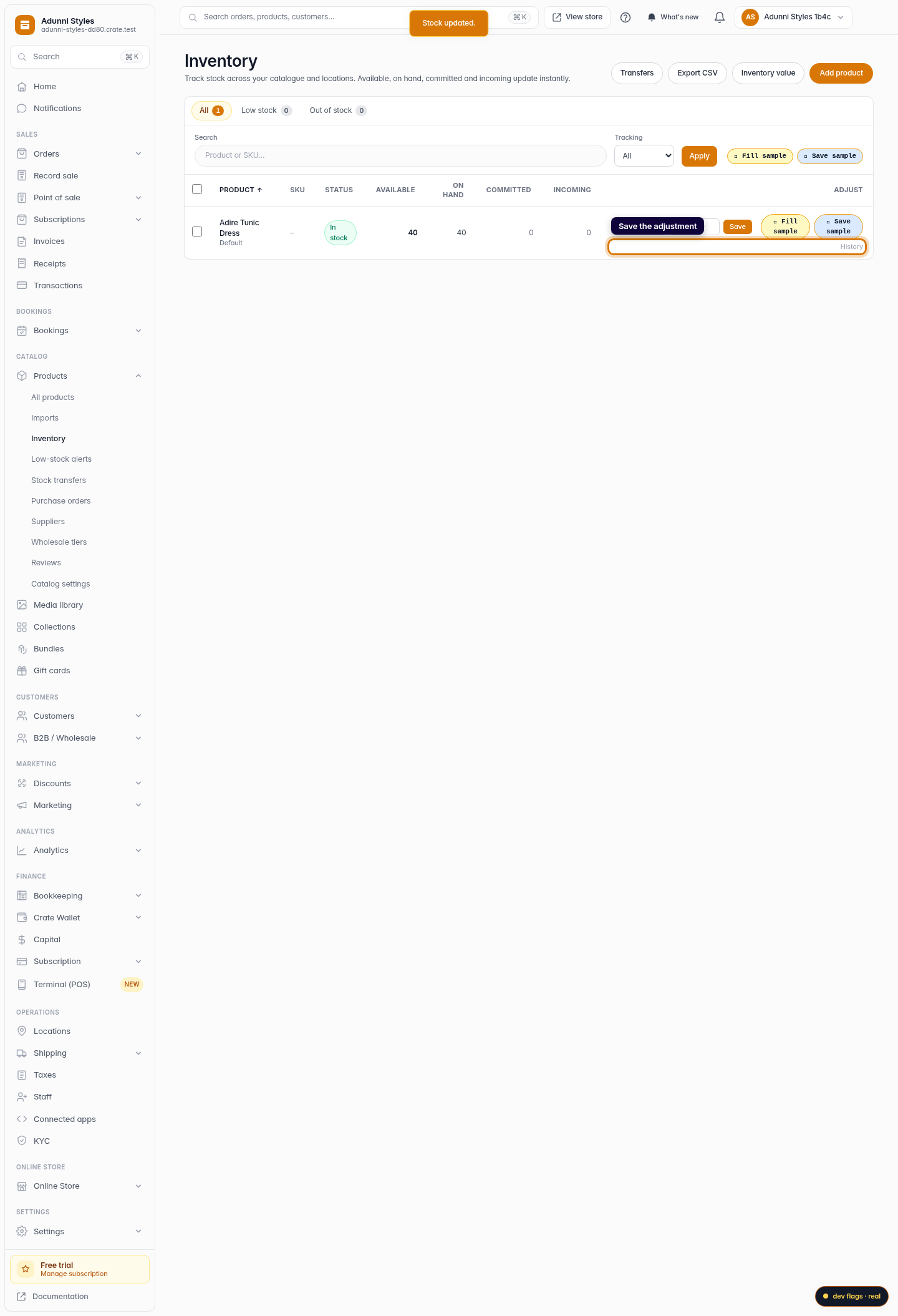 Update product stock: step 5 (web)