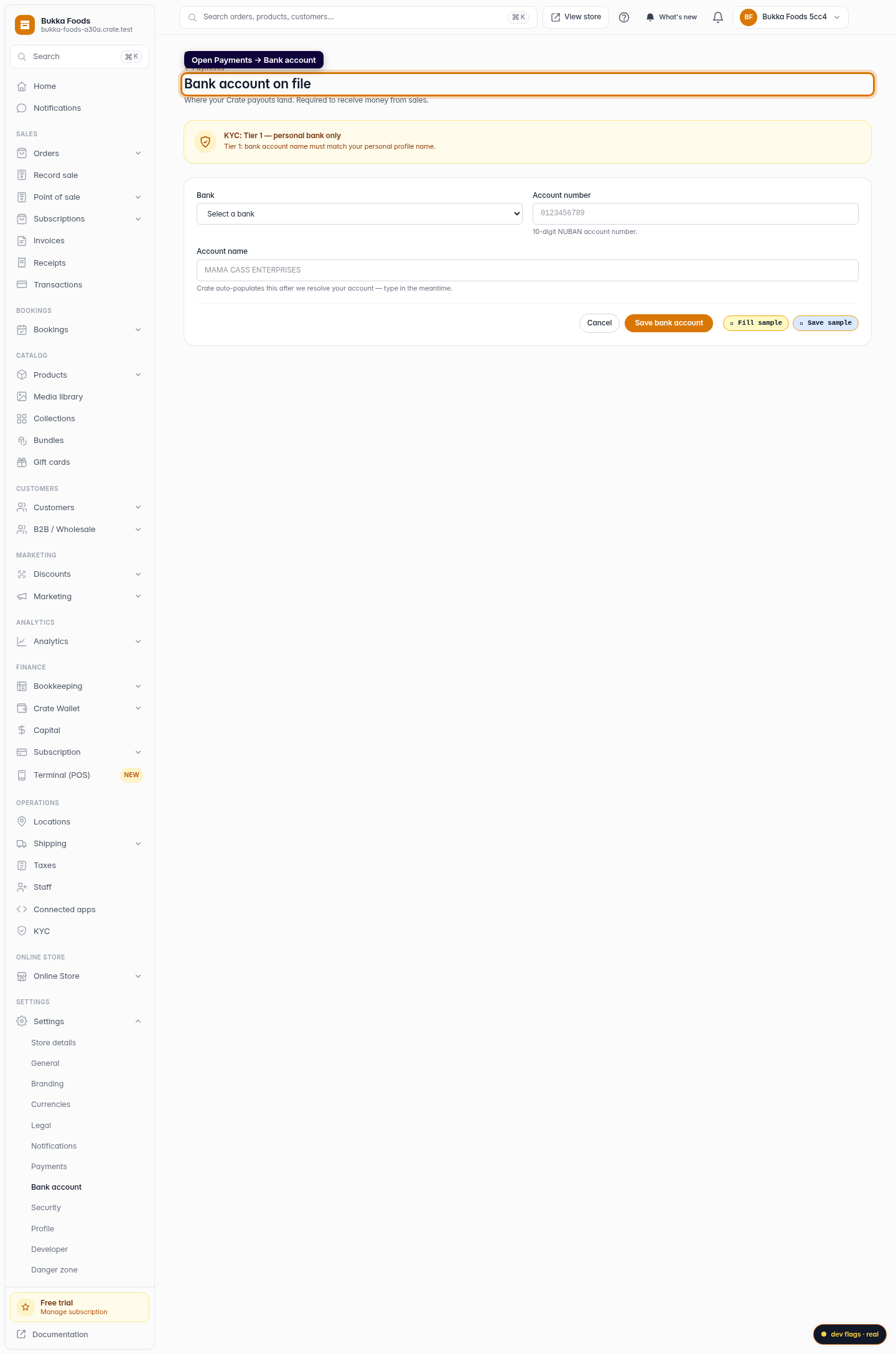 Update your bank account to receive payments: step 1 (web)